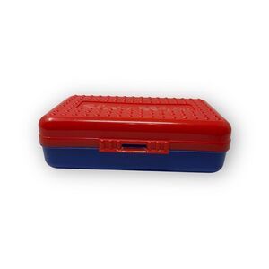 Spacemaker Pencil Box Red Blue Plastic USA Case Newell School Kmart Vintage 90s
